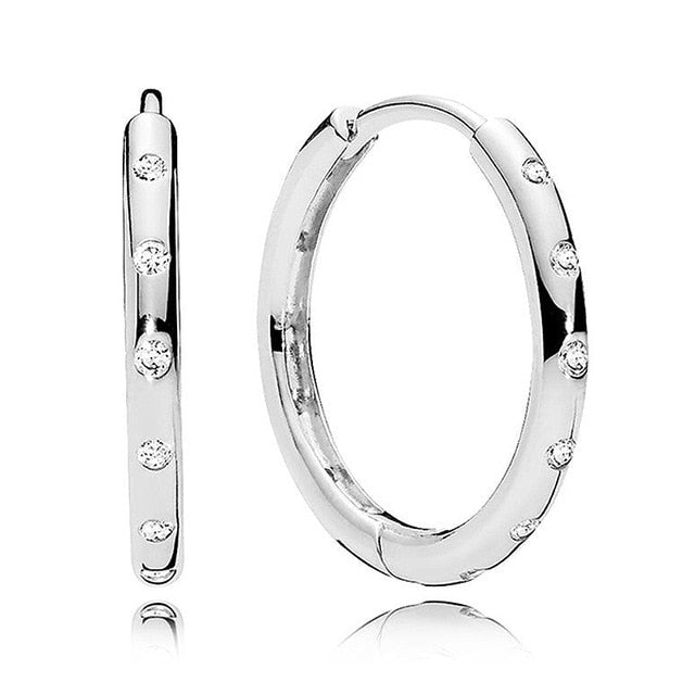 Authentic 925 Sterling Silver Pan Earring Women Droplets With Crystal Earrings For Women Wedding Gift Fine Jewelry