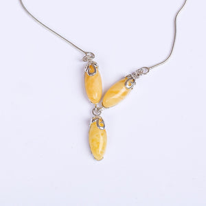 Authentic 925 sterling silver inlaid natural Baltic Amber Beeswax Necklace Pendant genuine simple and exquisite chic jewelry