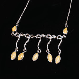Authentic 925 sterling silver necklace natural amber beeswax necklace pendants female clavicle chain silver jewelry pendant
