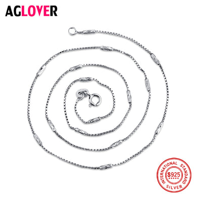 Authentic Italy 925 Silver Box Chain Necklace 18 inch Sterling Silver Necklace Jewelry