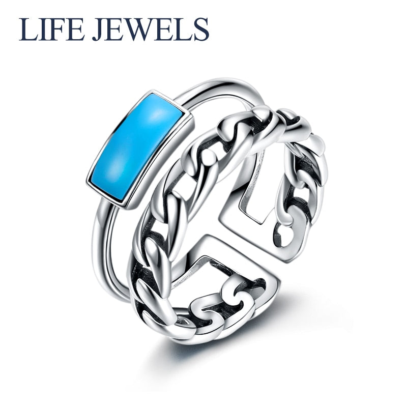 Authentic100% 925 Sterling Silver Turquoise Rings Charm l Women Luxury Sterling Silver Valentine's D Gift Jewelry 18166