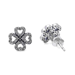 Authentic100% 925 sterling Silver Four leaf clovers Stud Earrings European style women fine jewelry Earrings