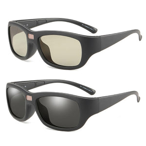 Auto Adjustable Dimming Sunglasses Men Polarized Photochromic Solar Power Supply Auto Darkenning Discoloration Sun Glasses