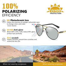 Carica l'immagine nel visualizzatore di Gallery, Aviation Intelligent Chameleon Glasses Pochromic Sunglasses Men Polarized Women Driving Eyewear Goggles UV400 zonnebril heren