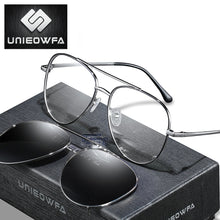 Load image into Gallery viewer, Aviation Magnet Clip On Glasses Men Frame Prescription Polarized Magnet Clip On Sunglasses Male Myopia Optical Eyeglasses Frame