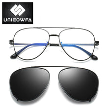 Load image into Gallery viewer, Aviation Magnet Clip On Glasses Men Frame Prescription Polarized Magnet Clip On Sunglasses Male Myopia Optical Eyeglasses Frame