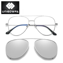 Load image into Gallery viewer, Aviation Magnet Clip On Glasses Men Frame Prescription Polarized Magnet Clip On Sunglasses Male Myopia Optical Eyeglasses Frame
