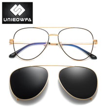 Load image into Gallery viewer, Aviation Magnet Clip On Glasses Men Frame Prescription Polarized Magnet Clip On Sunglasses Male Myopia Optical Eyeglasses Frame