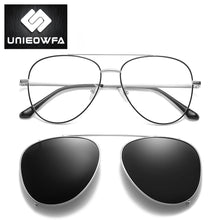 Load image into Gallery viewer, Aviation Magnet Clip On Glasses Men Frame Prescription Polarized Magnet Clip On Sunglasses Male Myopia Optical Eyeglasses Frame