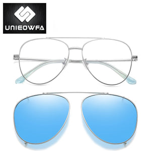 Aviation Magnet Clip On Glasses Men Frame Prescription Polarized Magnet Clip On Sunglasses Male Myopia Optical Eyeglasses Frame