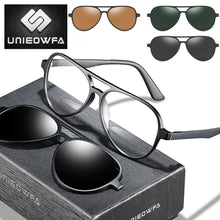 Load image into Gallery viewer, Aviation Magnet Clip on Glasses Frame Men Optical Myopia Eyeglasses Frame Prescription Pilot Polarized Magnet Clip On Sunglasses
