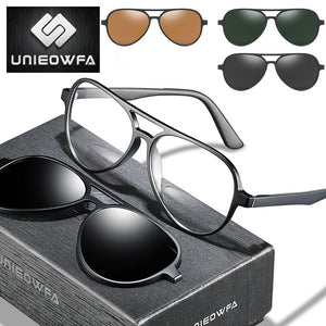 Aviation Magnet Clip on Glasses Frame Men Optical Myopia Eyeglasses Frame Prescription Pilot Polarized Magnet Clip On Sunglasses