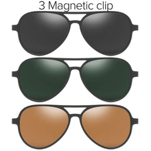 Load image into Gallery viewer, Aviation Magnet Clip on Glasses Frame Men Optical Myopia Eyeglasses Frame Prescription Pilot Polarized Magnet Clip On Sunglasses