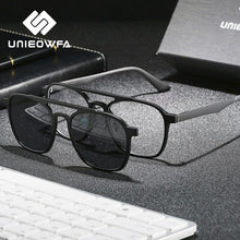 Load image into Gallery viewer, Aviation Optical Myopia Glasses Frame Men Black Prescription Eyeglasses Frame Male Pilot Polarized Magnet Clip On Sunglasses Men
