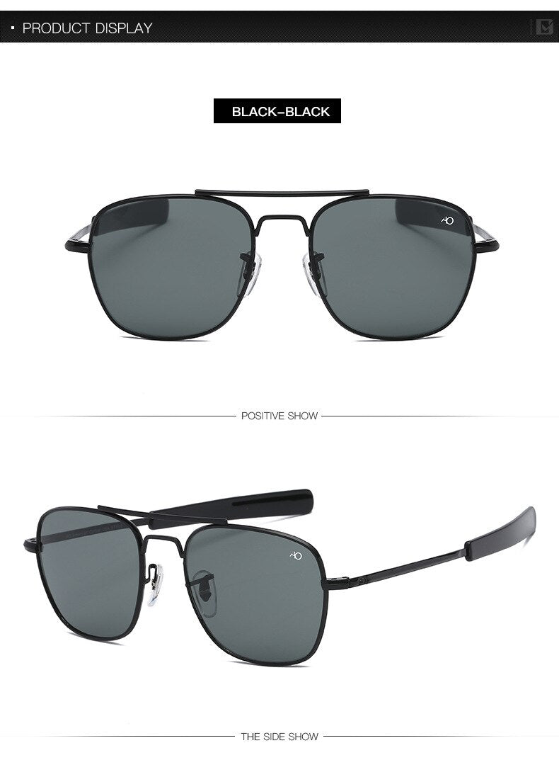 Occhiali da sole per l'aviazione Uomo 2023 Occhiali da sole ottici militari dell'esercito americano ao 8052 occhiali da guida polit rettangolo Oculos de sol 