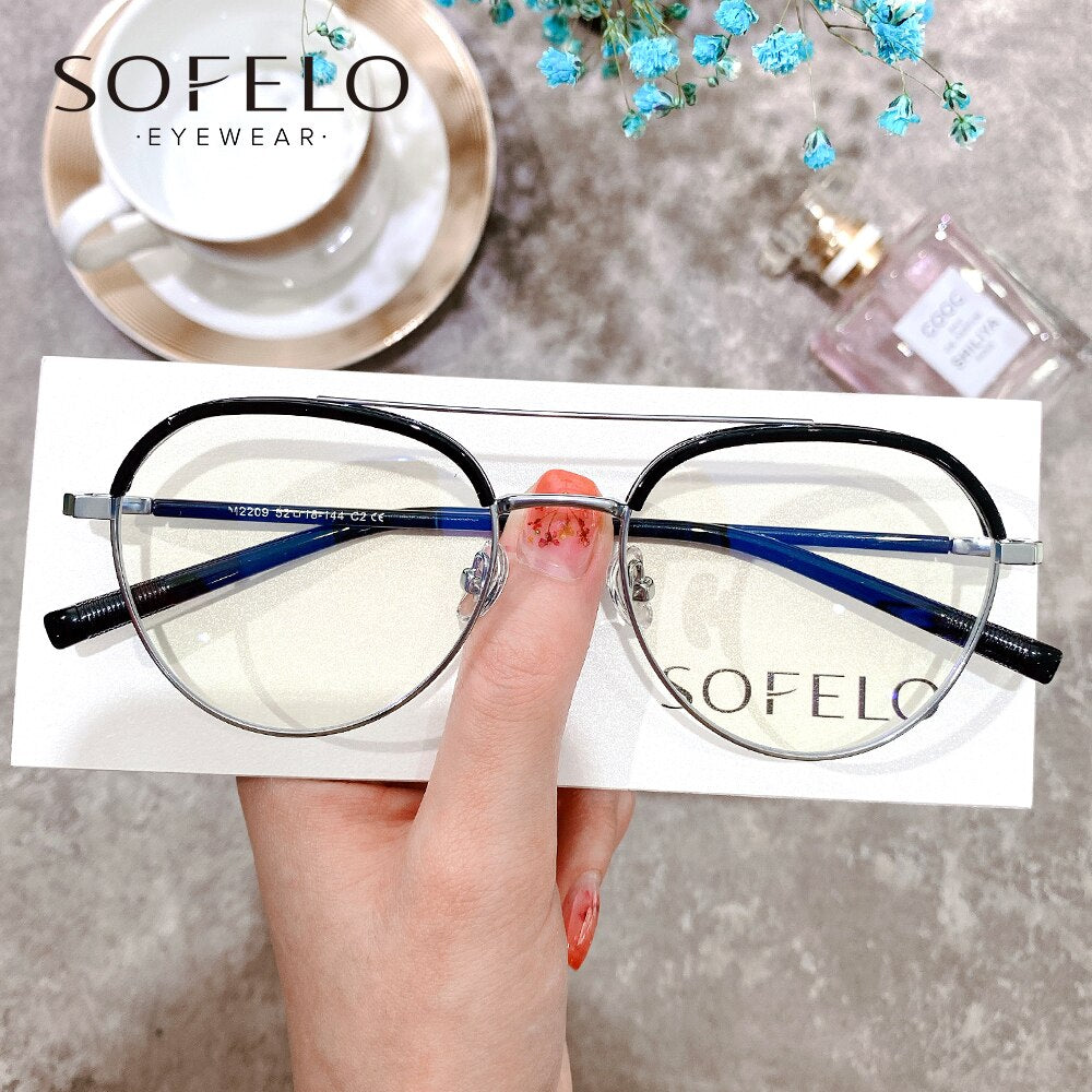 Aviation Transparent Optical Glasses Frame Women Clear Myopia Prescription Eyeglasses Frame UV Anti Blue Light Computer Eyewear
