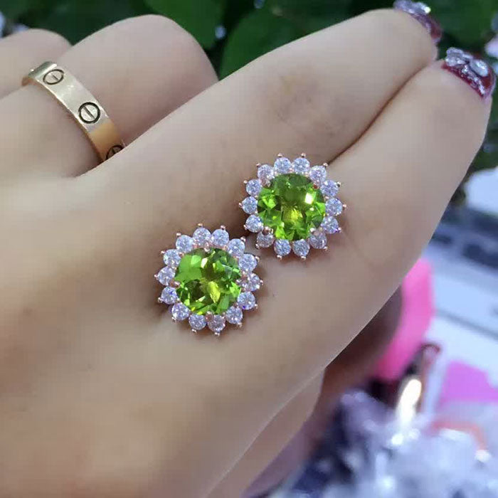 B 925 sterling silver with natural peridot earrings