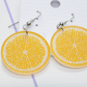 B017 Fresh Lemon Fruit Dangle earrings For Women Jewelry Party Funny Earrings Female Bijoux Wholesale girl New Fashion Kid Gift