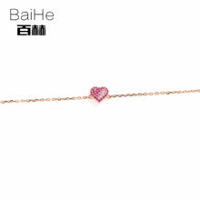 Load image into Gallery viewer, BAIHE Solid 14K Rose Gold 0.23ct Certified 100% natural Pink Sapphire Wedding Women Trendy Fine Jewelry Chain &amp; Link Bracelets