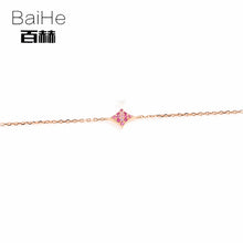 Load image into Gallery viewer, BAIHE Solid 14K Rose Gold 0.23ct Certified 100% natural Pink Sapphire Wedding Women Trendy Fine Jewelry Chain &amp; Link Bracelets