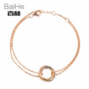 BAIHE Solid 14K Rose Gold Certified Anniversary Women Trendy Fine Jewelry Elegant unique gift Bracelet