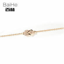 Carica l'immagine nel visualizzatore di Gallery, BAIHE Solid 14K Yellow Gold 0.05ct Certified H/SI 100% Genuine Natural Diamonds Engagement Women Classic Fine Jewelry Bracelet