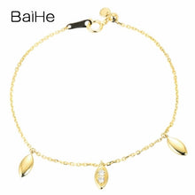 Carica l'immagine nel visualizzatore di Gallery, BAIHE Solid 14K Yellow Gold 0.06ct Certified H/SI 100% Genuine Natural Diamonds Engagement Women Trendy Fine Jewelry Bracelet