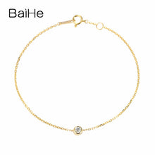 Carica l'immagine nel visualizzatore di Gallery, BAIHE Solid 14K Yellow Gold 0.09ct Certified 100% Genuine Natural Diamond Engagement Women Trendy Fine Jewelry Fashion Bracelet