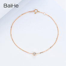 Carica l'immagine nel visualizzatore di Gallery, BAIHE Solid 14K Yellow Gold 0.09ct Certified 100% Genuine Natural Diamond Engagement Women Trendy Fine Jewelry Fashion Bracelet