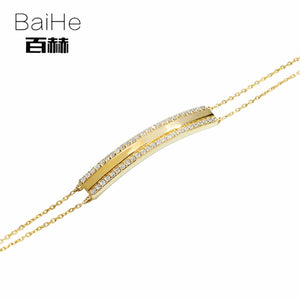 BAIHE Solid 14K Yellow Gold 0.25ct Certified H/SI 100% Genuine Natural Diamonds Wedding Women Trendy Fine Jewelry Gift Bracelet