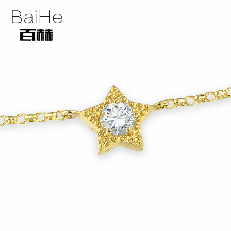 BAIHE Solid 14K Yellow Gold 0.8ct Certified H/SI 100% Genuine Natural Diamonds Wedding Women Trendy Fine Jewelry unique Bracelet