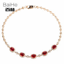 Carica l'immagine nel visualizzatore di Gallery, BAIHE Solid 14K Yellow Gold 1CT Certified H/SI 100% Genuine Natural Ruby Anniversary Women Trendy Fine Jewelry unique Bracelet