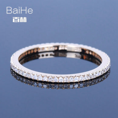BAIHE Solid 14K Yellow Gold(AU585) 0.29CT Certified H/SI Round Genuine Natural Diamonds Wedding Women Trendy Fine Jewelry Ring