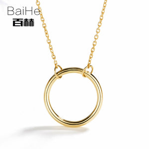 BAIHE Solid 14K Yellow Gold Certified Anniversary Women Trendy Fine Jewelry Elegant unique gift Necklaces
