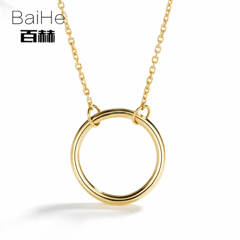 BAIHE Solid 14K Yellow Gold Certified Anniversary Women Trendy Fine Jewelry Elegant unique gift Necklaces