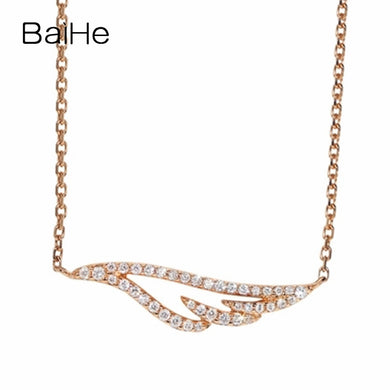 BAIHE Solid 18K Rose Gold 0.15ct Certified Round F-G/SI 100% Genuine Natural Diamonds Women Engagement Fine Jewelry Necklaces