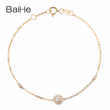 Carica l'immagine nel visualizzatore di Gallery, BAIHE Solid 18K Rose Gold(AU750) 0.11ct H/SI Round Full CUT 100% Genuine Natural Diamond Wedding Trendy Fine Jewelry Bracelet