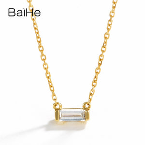 BAIHE Solid 18K Yellow Gold 0.08ct Certified H/SI Genuine Natural Diamond Engagement Women Trendy Fine Jewelry Gift Necklaces