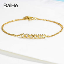 Carica l'immagine nel visualizzatore di Gallery, BAIHE Solid 18K Yellow Gold(AU750) 0.12CT F-G/SI Round Full Cut 100% Genuine Natural Diamonds Engagement Trendy Jewelry Bracelet