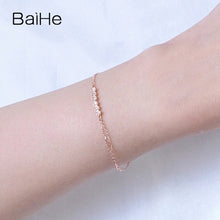 Carica l'immagine nel visualizzatore di Gallery, BAIHE Solid 18K Yellow Gold(AU750) 0.12CT F-G/SI Round Full Cut 100% Genuine Natural Diamonds Engagement Trendy Jewelry Bracelet