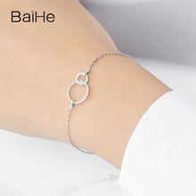 Carica l'immagine nel visualizzatore di Gallery, BAIHE Solid 18K Yellow Gold(AU750) 0.14ct H/SI Round Full CUT 100% Genuine Natural Diamonds Wedding Trendy Jewelry Gift Bracelet