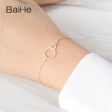 Carica l'immagine nel visualizzatore di Gallery, BAIHE Solid 18K Yellow Gold(AU750) 0.14ct H/SI Round Full CUT 100% Genuine Natural Diamonds Wedding Trendy Jewelry Gift Bracelet