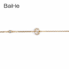 Carica l'immagine nel visualizzatore di Gallery, BAIHE Solid 18K Yellow Gold(AU750) Round Full CUT Genuine Natural Diamonds Engagement Gift Trendy Fine Jewelry Fashion Bracelet