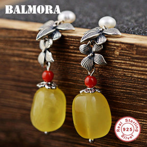100% Real 925 Sterling Silver Beeswax Earrings for Women Mother Gift Earrings Vintage Fashion Jewelry Brincos TRS31073