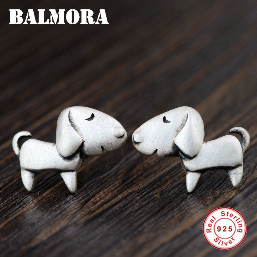 100% Real 925 Sterling Silver Cute Dog Stud Earrings for Women Girl Party Gift Fashion Joyful Jewelry Brincos SY31676