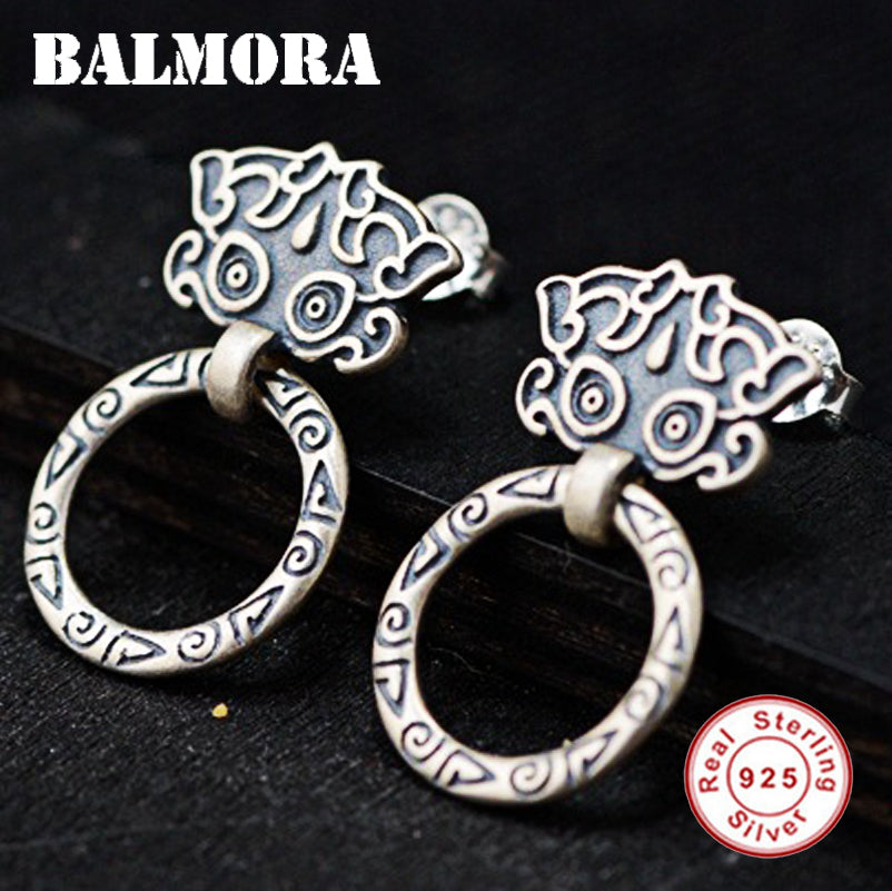 100% Real 925 Sterling Silver Little Lion Stud Earrings for Women Girl Gift Vintage Fashion Jewelry Brincos SY31705