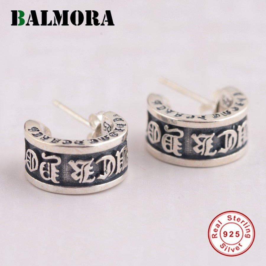 100% Real 925 Sterling Silver Stud Earrings for Women Men Party Gift Punk Style Vintage Earrings Fashion Jewelry SY31211