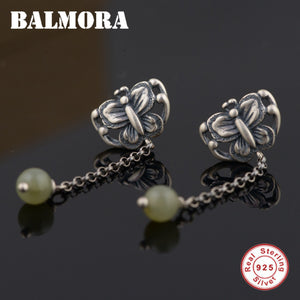 925 Sterling Silver Butterfly Drop Earrings for Women Gift Retro Delicate Earrings Thai Silver Jewelry Brincos SY31544