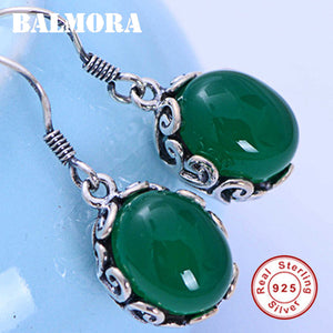 925 Sterling Silver Chalcedony Dangle Earrings for Women Lady Ear Line Bijoux Fashion Ethnic Jewelry Brincos JWE044776