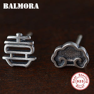925 Sterling Silver Chinese Character Earrings for Women Lady Party Gift Bijoux Fashion Blessed Jewelry Brincos SY31711